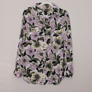 Ann Taylor Floral Flowy Print  Women's Blouse Shirt Size Large